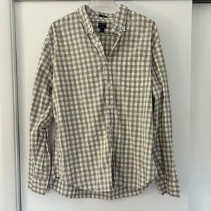 J. Crew Casual Button Down Shirt tan and white